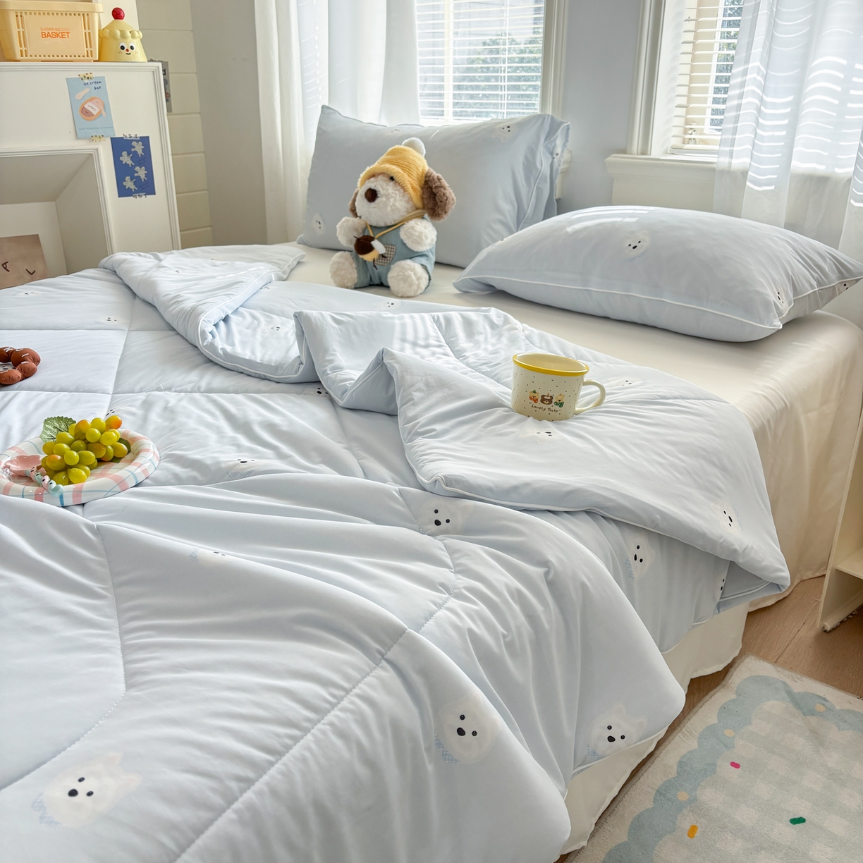 91家纺网 家纺一手货源 找家纺 益多眠 【同款超低价】2026新款锦氨夏凉被凉感丝夏被空调被单人夏被自带凉感冰丝夏被【四周踩棉】 泡芙狗