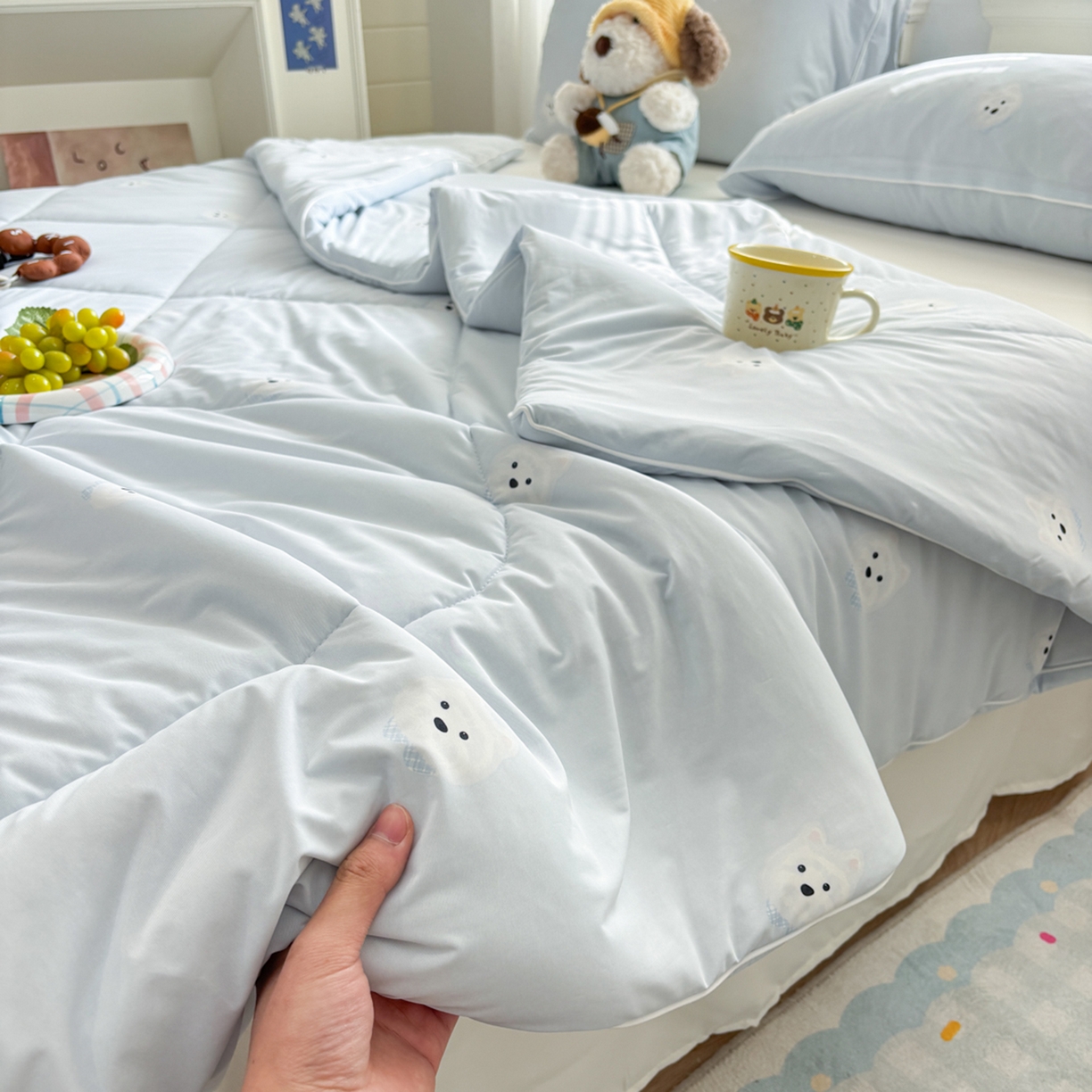 91家纺网 家纺一手货源 找家纺 益多眠 【同款超低价】2026新款锦氨夏凉被凉感丝夏被空调被单人夏被自带凉感冰丝夏被【四周踩棉】 泡芙狗