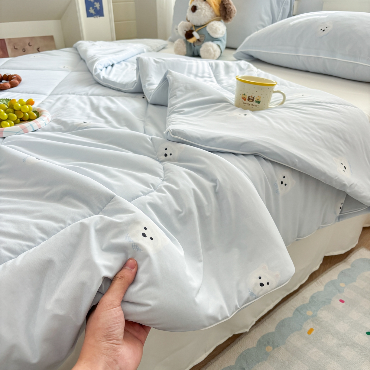 91家纺网 家纺一手货源 找家纺 益多眠 【同款超低价】2026新款锦氨夏凉被凉感丝夏被空调被单人夏被自带凉感冰丝夏被【四周踩棉】 泡芙狗