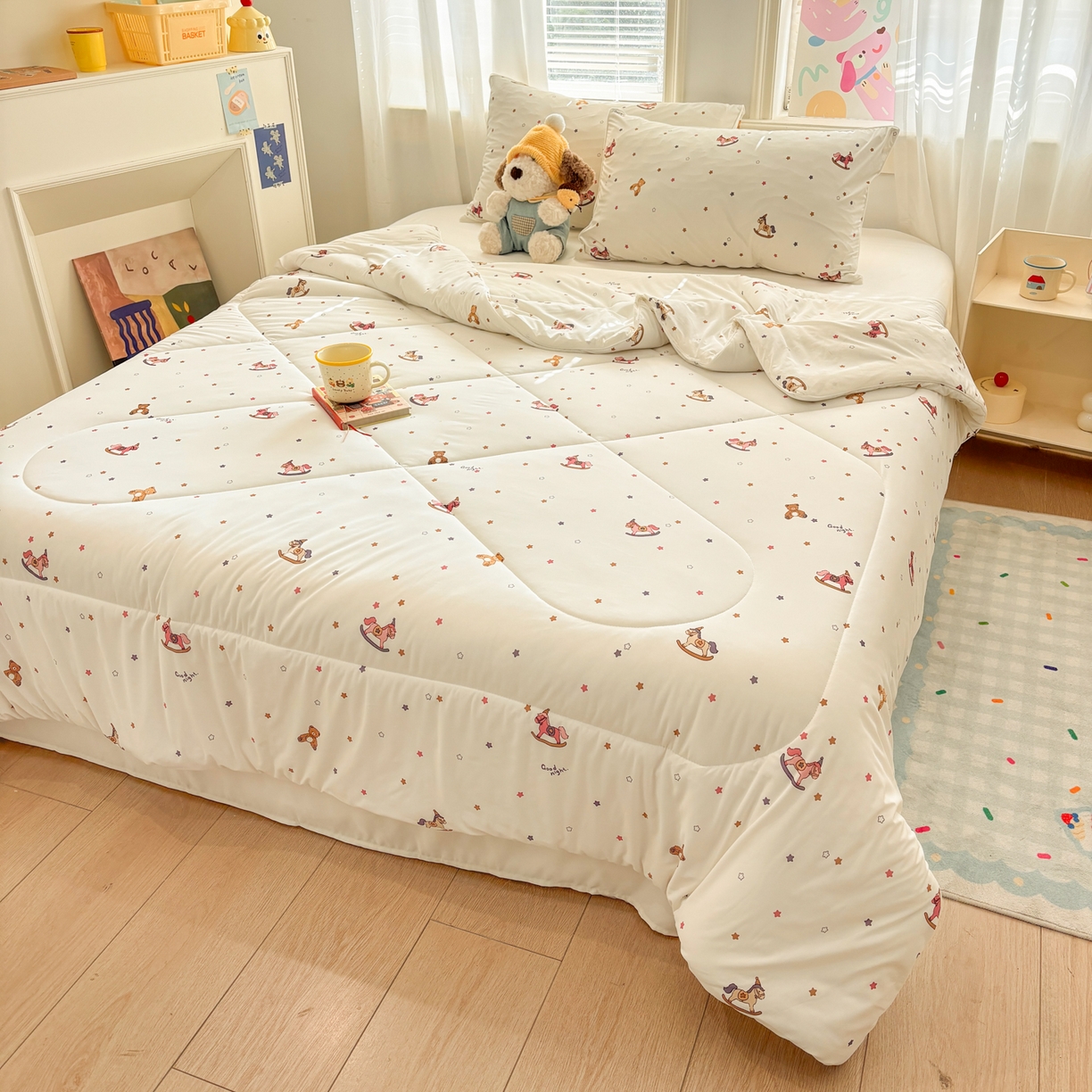 91家纺网 家纺一手货源 找家纺 益多眠 【同款超低价】2026新款锦氨夏凉被凉感丝夏被空调被单人夏被自带凉感冰丝夏被【四周踩棉】 小木马