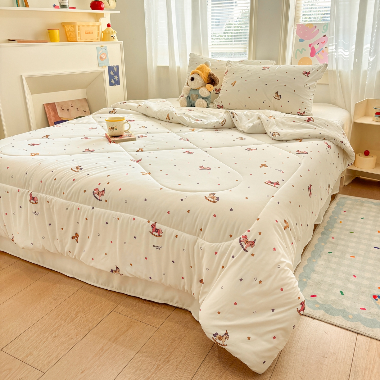 91家纺网 家纺一手货源 找家纺 益多眠 【同款超低价】2026新款锦氨夏凉被凉感丝夏被空调被单人夏被自带凉感冰丝夏被【四周踩棉】 小木马