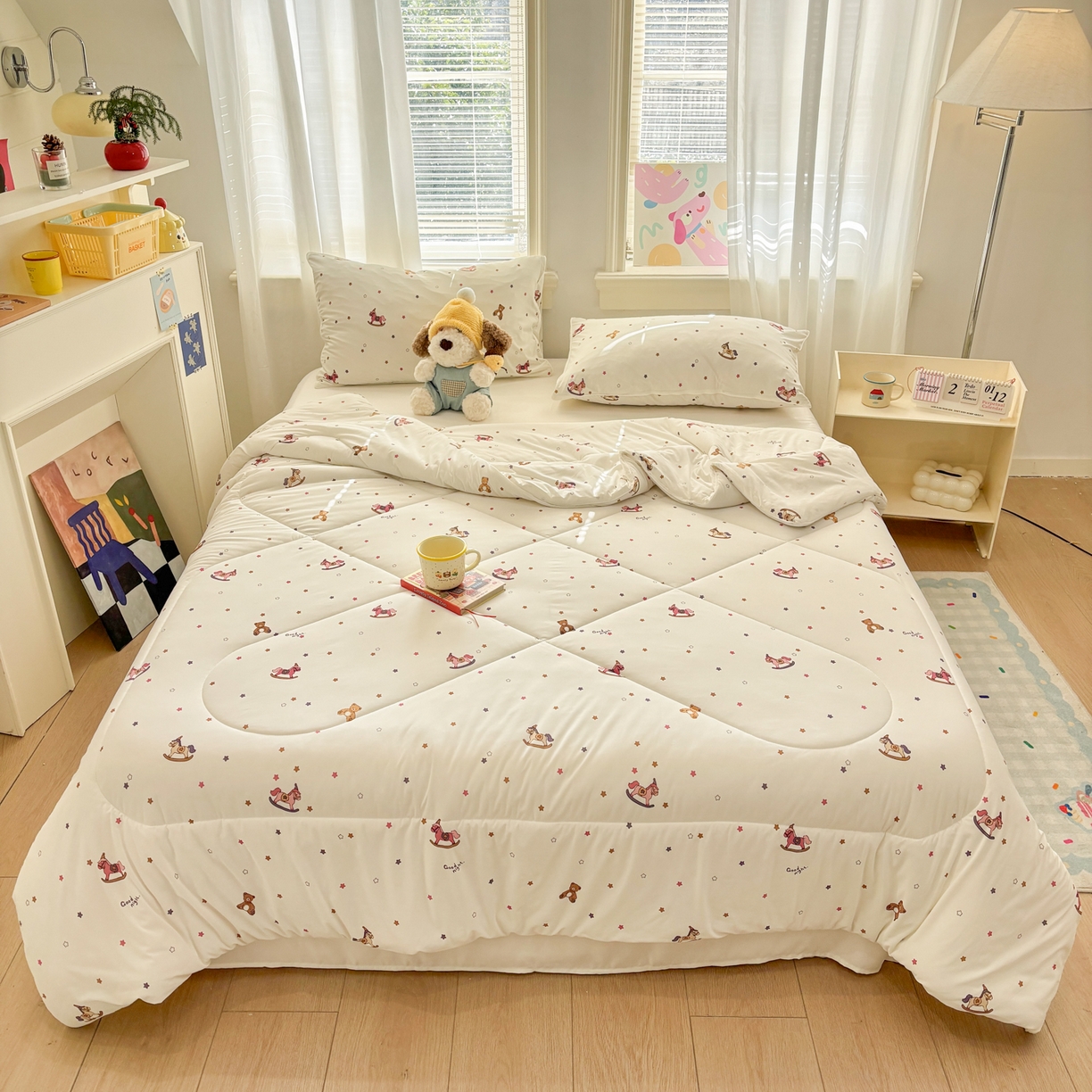 91家纺网 家纺一手货源 找家纺 益多眠 【同款超低价】2026新款锦氨夏凉被凉感丝夏被空调被单人夏被自带凉感冰丝夏被【四周踩棉】 小木马