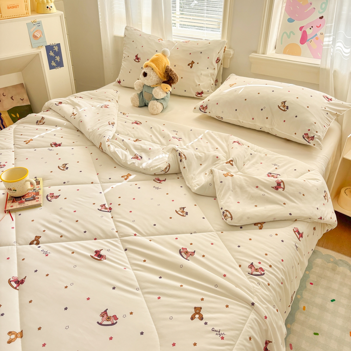 91家纺网 家纺一手货源 找家纺 益多眠 【同款超低价】2026新款锦氨夏凉被凉感丝夏被空调被单人夏被自带凉感冰丝夏被【四周踩棉】 小木马