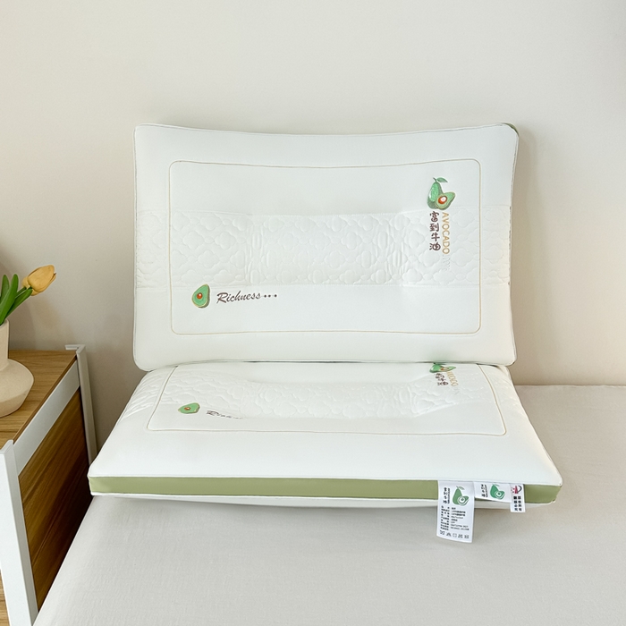 91家纺网 家纺一手货源 找家纺 （总）浩宇家纺 2026新款柔软好睡眠牛油果枕头枕芯富到牛油刺绣护颈枕成人定型款6309