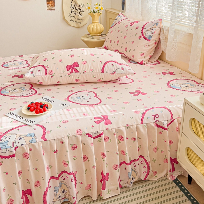 91家纺网 家纺一手货源 找家纺 （总）极梦家纺（支持定制）  2026新款春秋130克加厚植物羊绒磨毛印花单床裙三件套