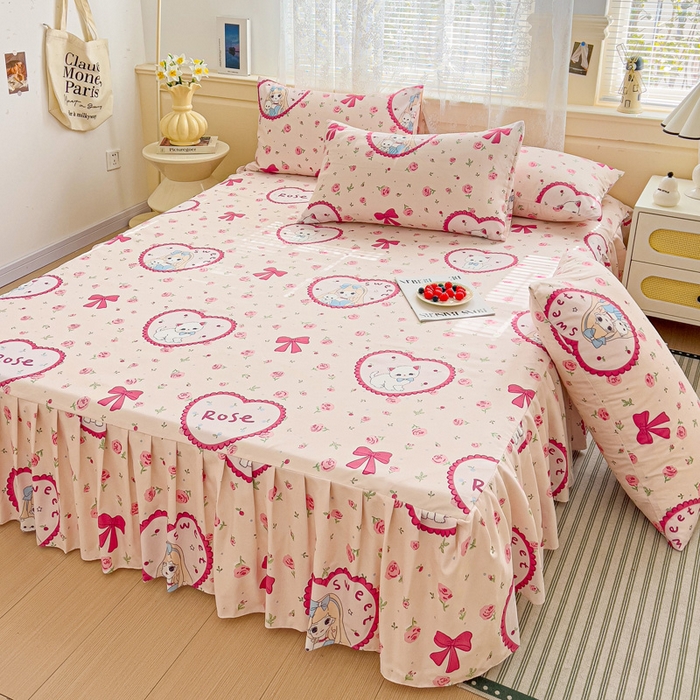 91家纺网 家纺一手货源 找家纺 （总）极梦家纺（支持定制）  2026新款春秋130克加厚植物羊绒磨毛印花单床裙三件套