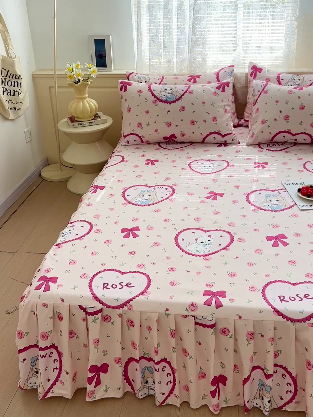 91家纺网 家纺一手货源 找家纺 （总）极梦家纺（支持定制）  2026新款春秋130克加厚植物羊绒磨毛印花单床裙三件套