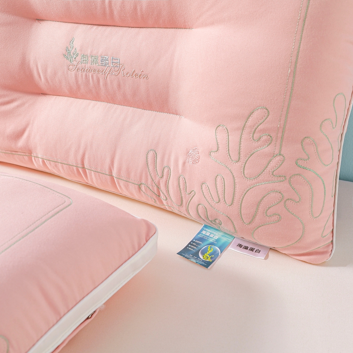 91家纺网 家纺一手货源 找家纺 浩宇家纺 2026新款刺绣款超柔软枕头枕芯成人家用舒适定型护颈款6312 粉玉