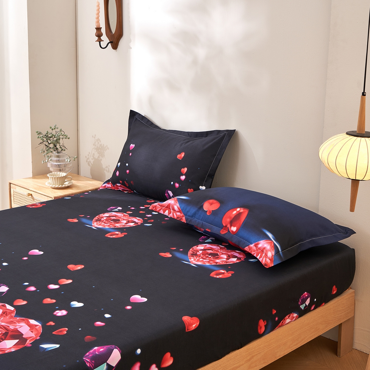 91家纺网 家纺一手货源 找家纺 馨乐家纺 2026新款亲肤舒适印花单床笠 心相恋