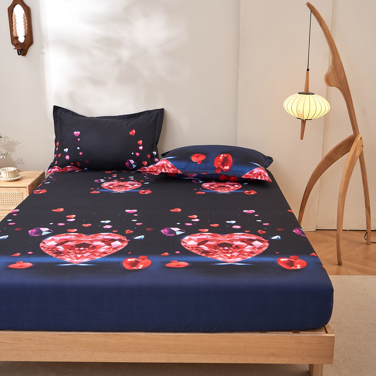 91家纺网 家纺一手货源 找家纺 馨乐家纺 2026新款亲肤舒适印花单床笠 心相恋