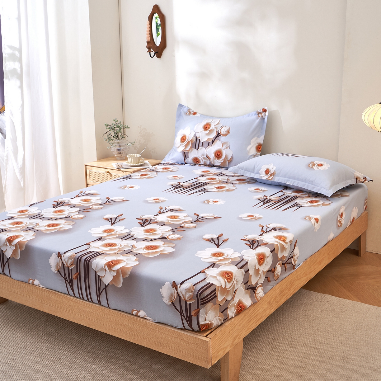 91家纺网 家纺一手货源 找家纺 馨乐家纺 2026新款亲肤舒适印花单床笠 锦绣花香