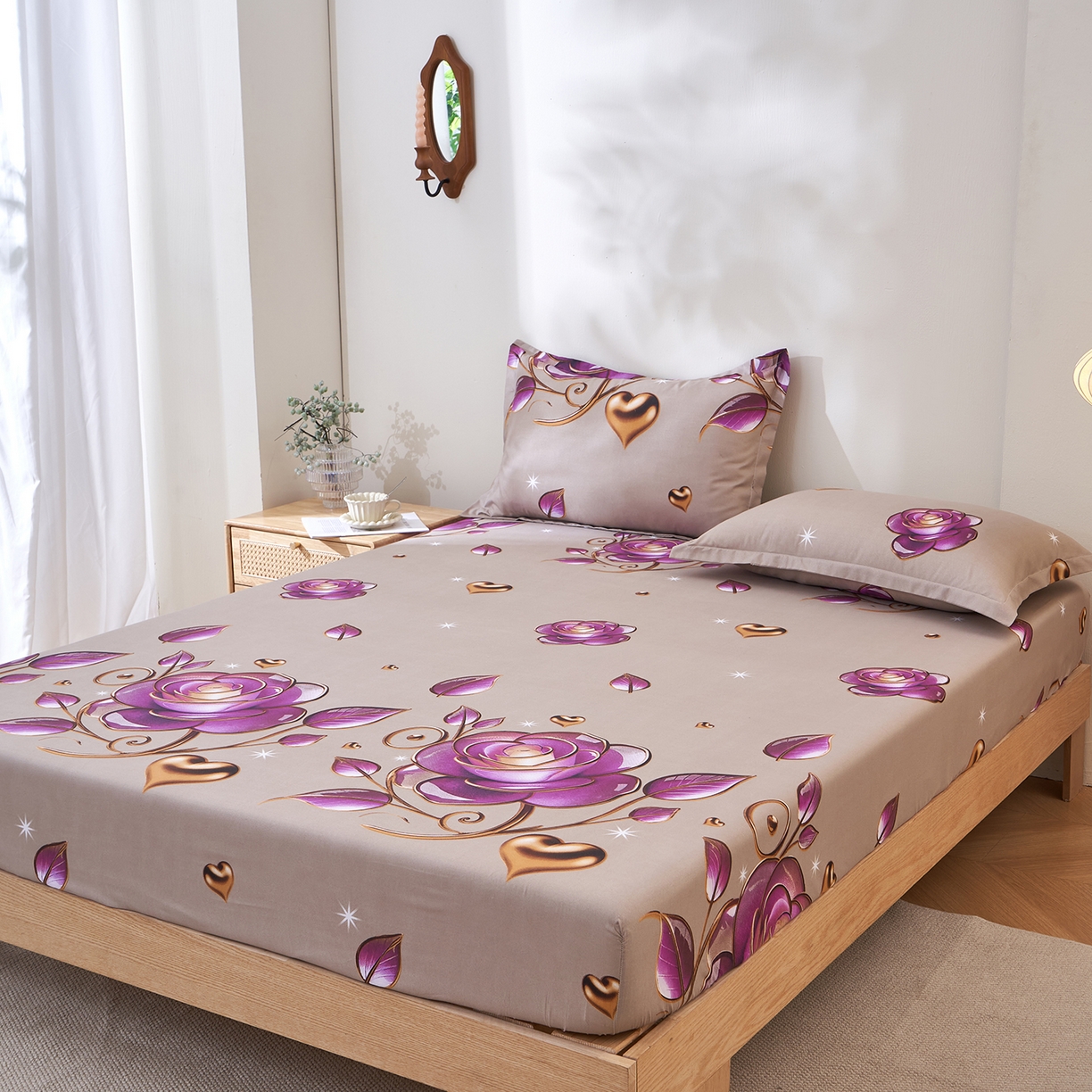 91家纺网 家纺一手货源 找家纺 馨乐家纺 2026新款亲肤舒适印花单床笠 米娜