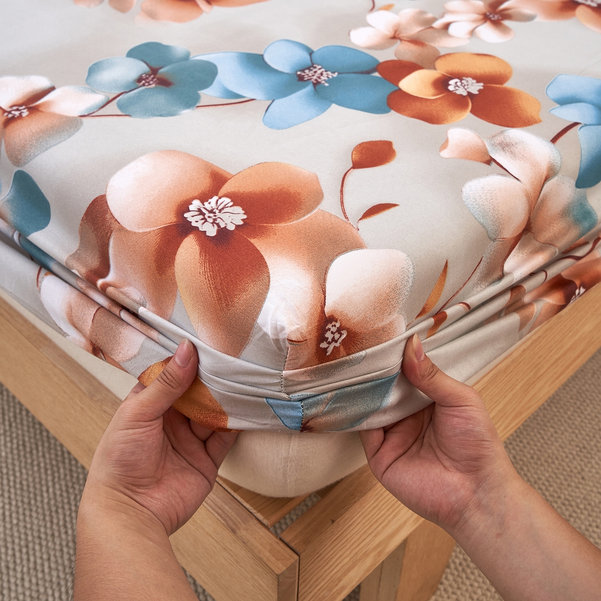 91家纺网 家纺一手货源 找家纺 馨乐家纺 2026新款亲肤舒适印花单床笠 桔然之间