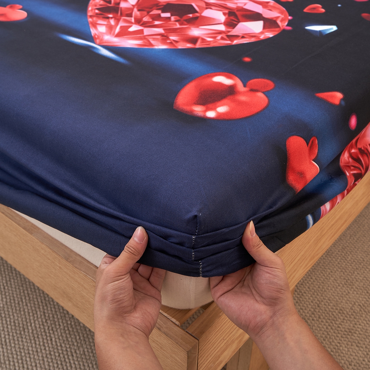 91家纺网 家纺一手货源 找家纺 馨乐家纺 2026新款亲肤舒适印花单床笠 心相恋