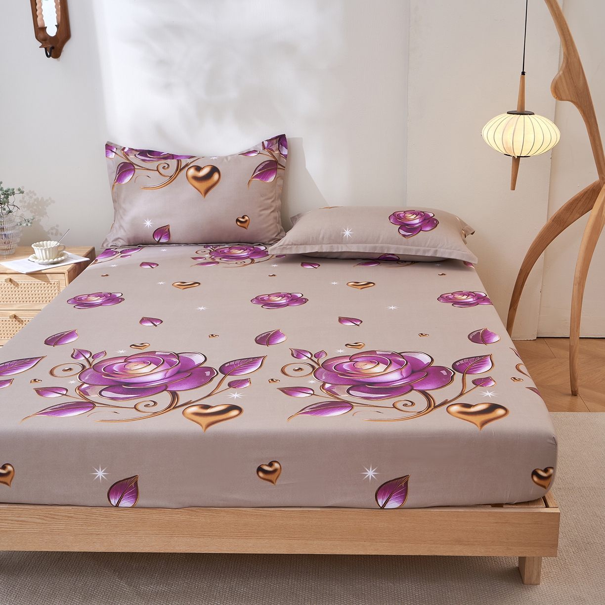 91家纺网 家纺一手货源 找家纺 馨乐家纺 2026新款亲肤舒适印花单床笠 米娜