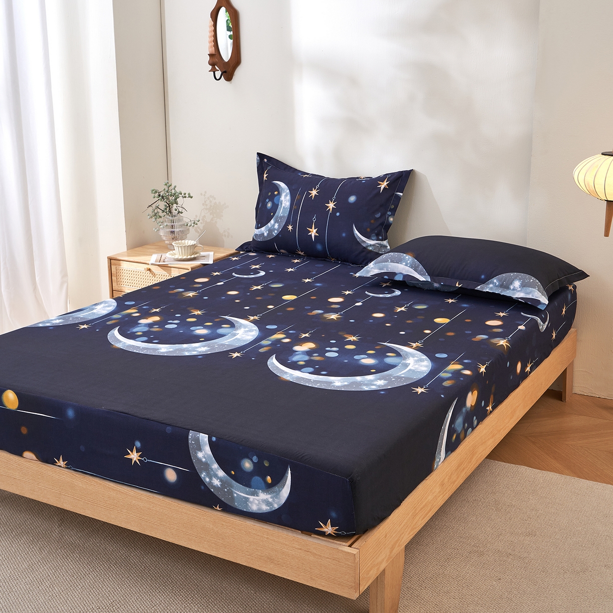 91家纺网 家纺一手货源 找家纺 馨乐家纺 2026新款亲肤舒适印花单床笠 夜曲