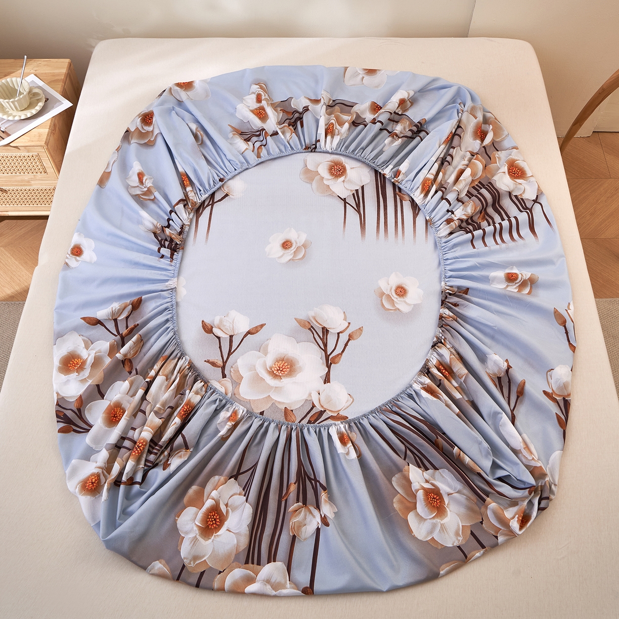 91家纺网 家纺一手货源 找家纺 馨乐家纺 2026新款亲肤舒适印花单床笠 锦绣花香