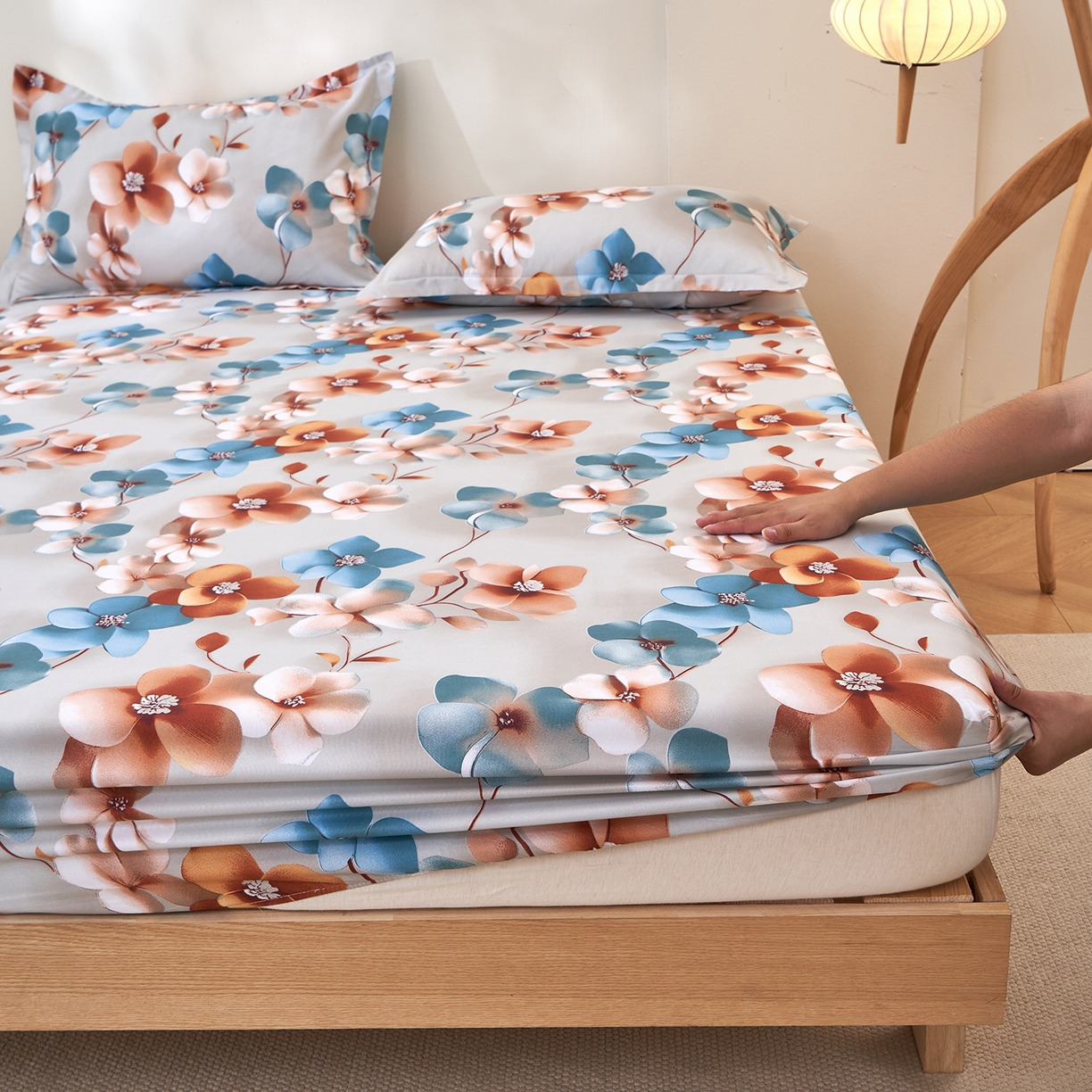 91家纺网 家纺一手货源 找家纺 馨乐家纺 2026新款亲肤舒适印花单床笠 桔然之间