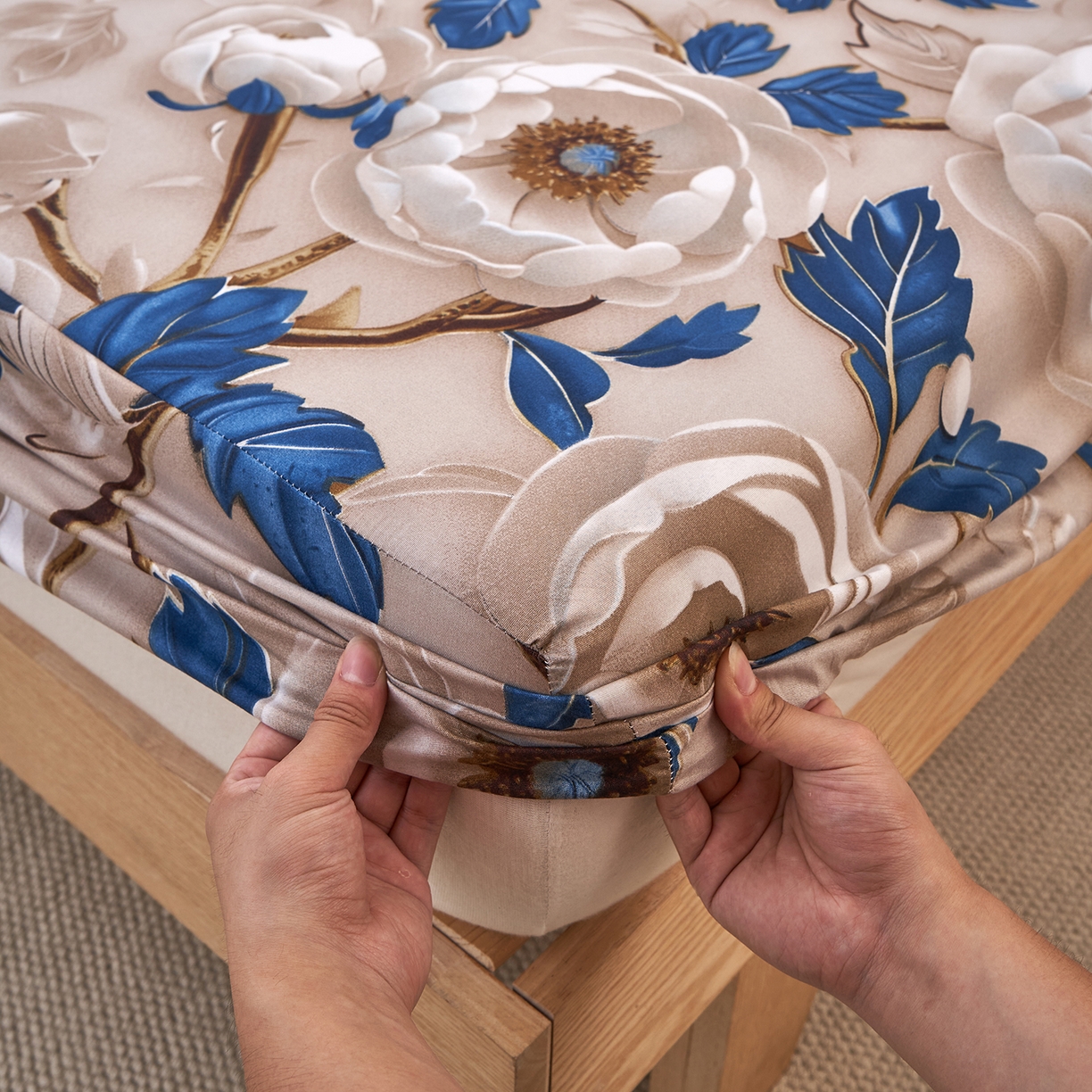 91家纺网 家纺一手货源 找家纺 馨乐家纺 2026新款亲肤舒适印花单床笠 花开时光