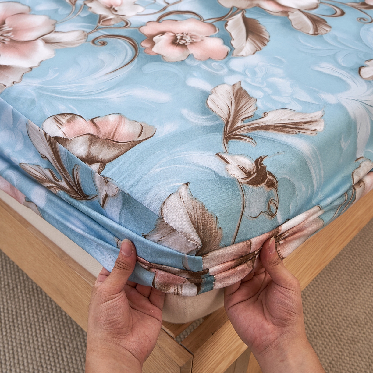 91家纺网 家纺一手货源 找家纺 馨乐家纺 2026新款亲肤舒适印花单床笠 安妮