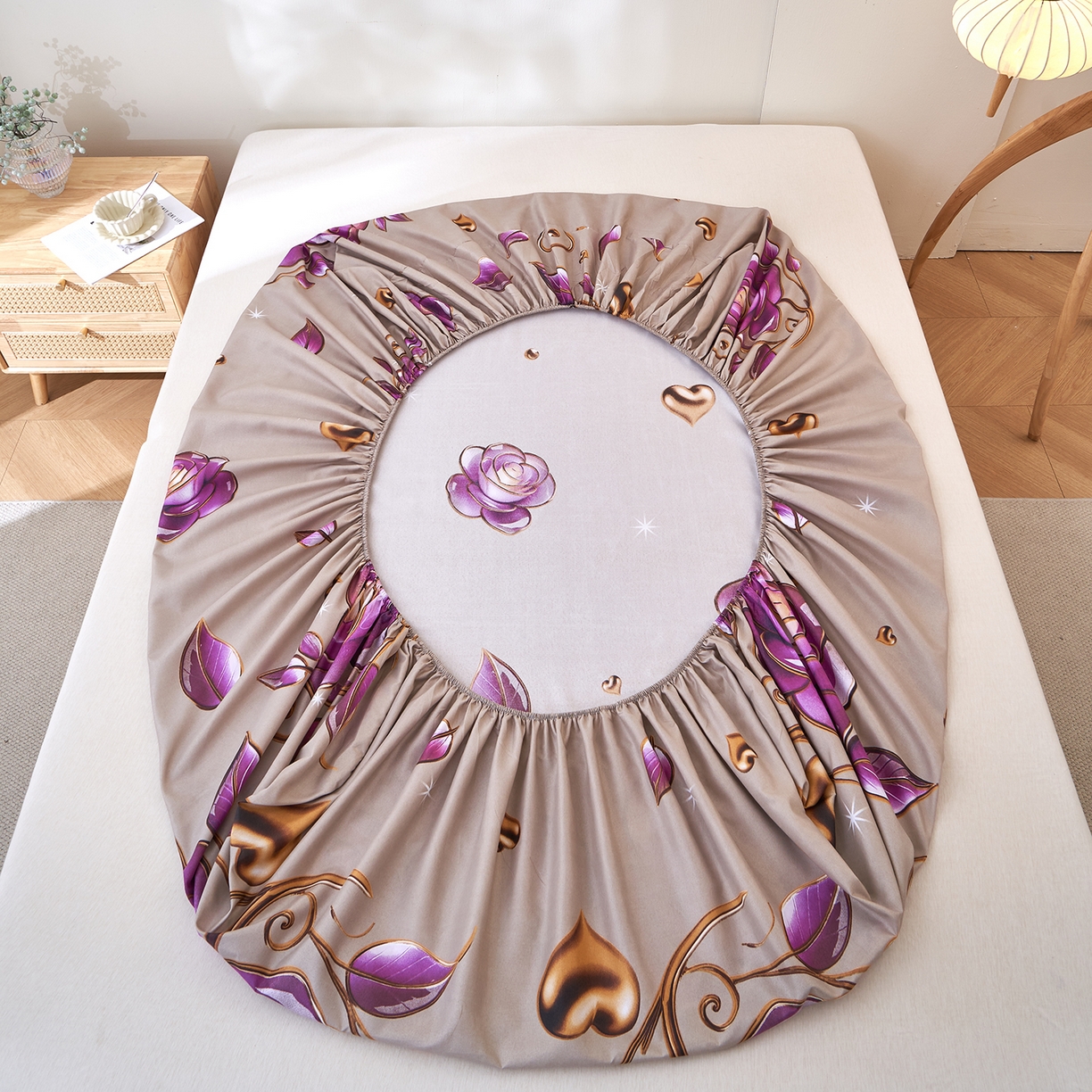 91家纺网 家纺一手货源 找家纺 馨乐家纺 2026新款亲肤舒适印花单床笠 米娜