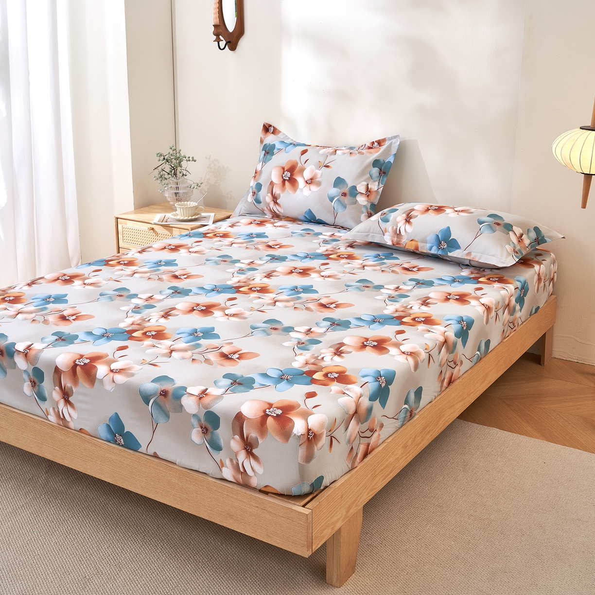 91家纺网 家纺一手货源 找家纺 馨乐家纺 2026新款亲肤舒适印花单床笠 桔然之间