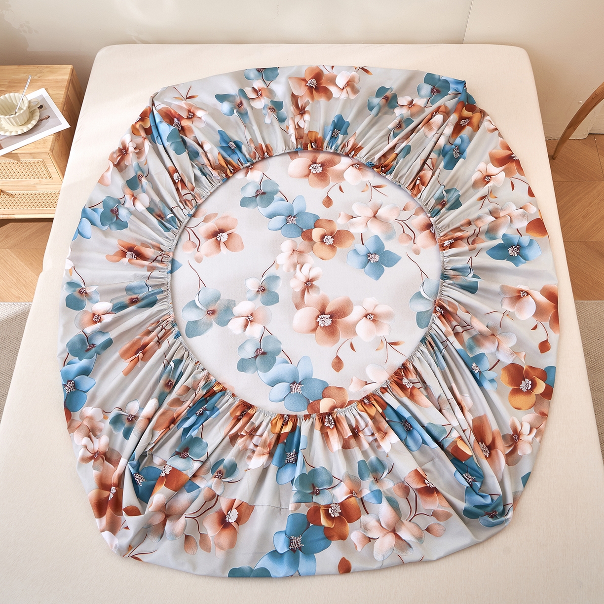 91家纺网 家纺一手货源 找家纺 馨乐家纺 2026新款亲肤舒适印花单床笠 桔然之间