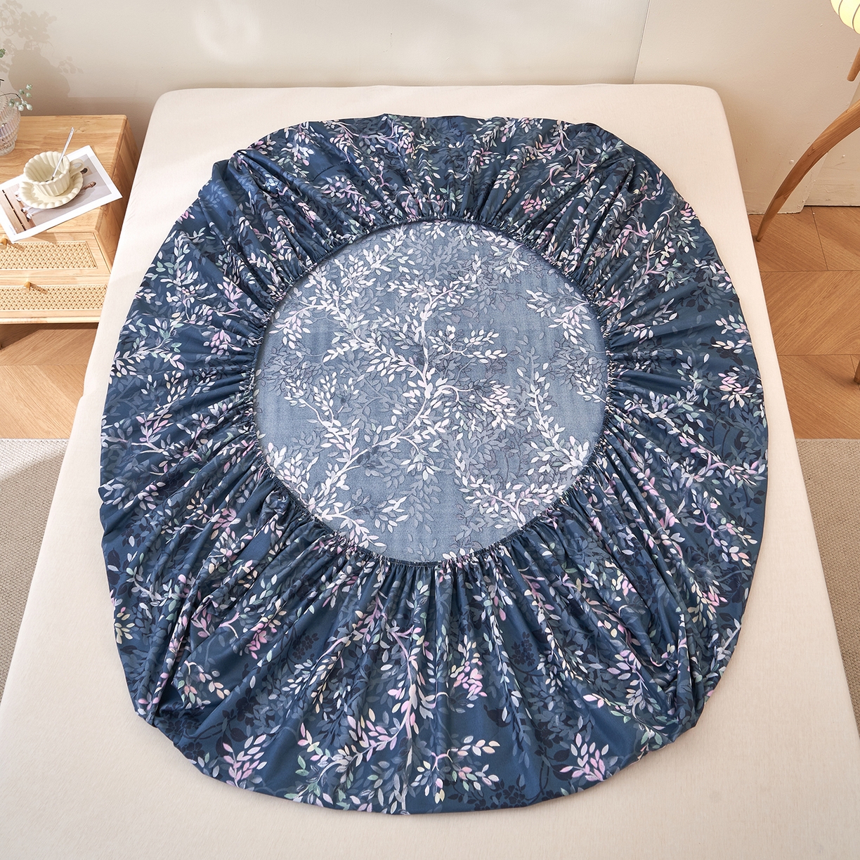 91家纺网 家纺一手货源 找家纺 馨乐家纺 2026新款亲肤舒适印花单床笠 海棠