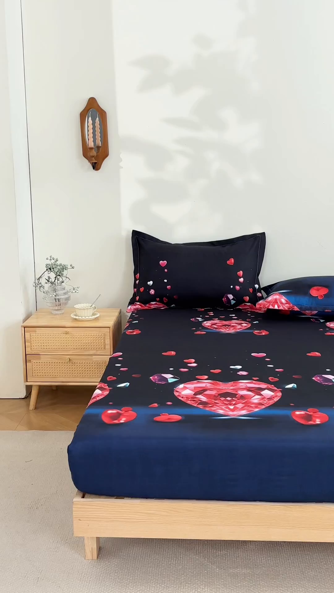 91家纺网 家纺一手货源 找家纺 馨乐家纺 2026新款亲肤舒适印花单床笠 心相恋