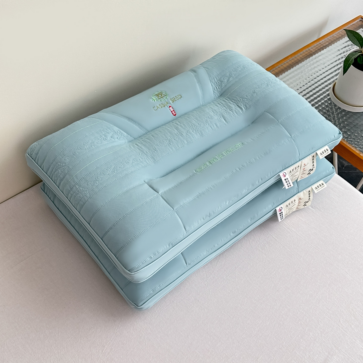 91家纺网 家纺一手货源 找家纺 浩宇家纺 2026新款枕芯枕头颈椎疼痛专用护颈椎枕头牵引拉伸不塌陷助眠家用6313 蓝色