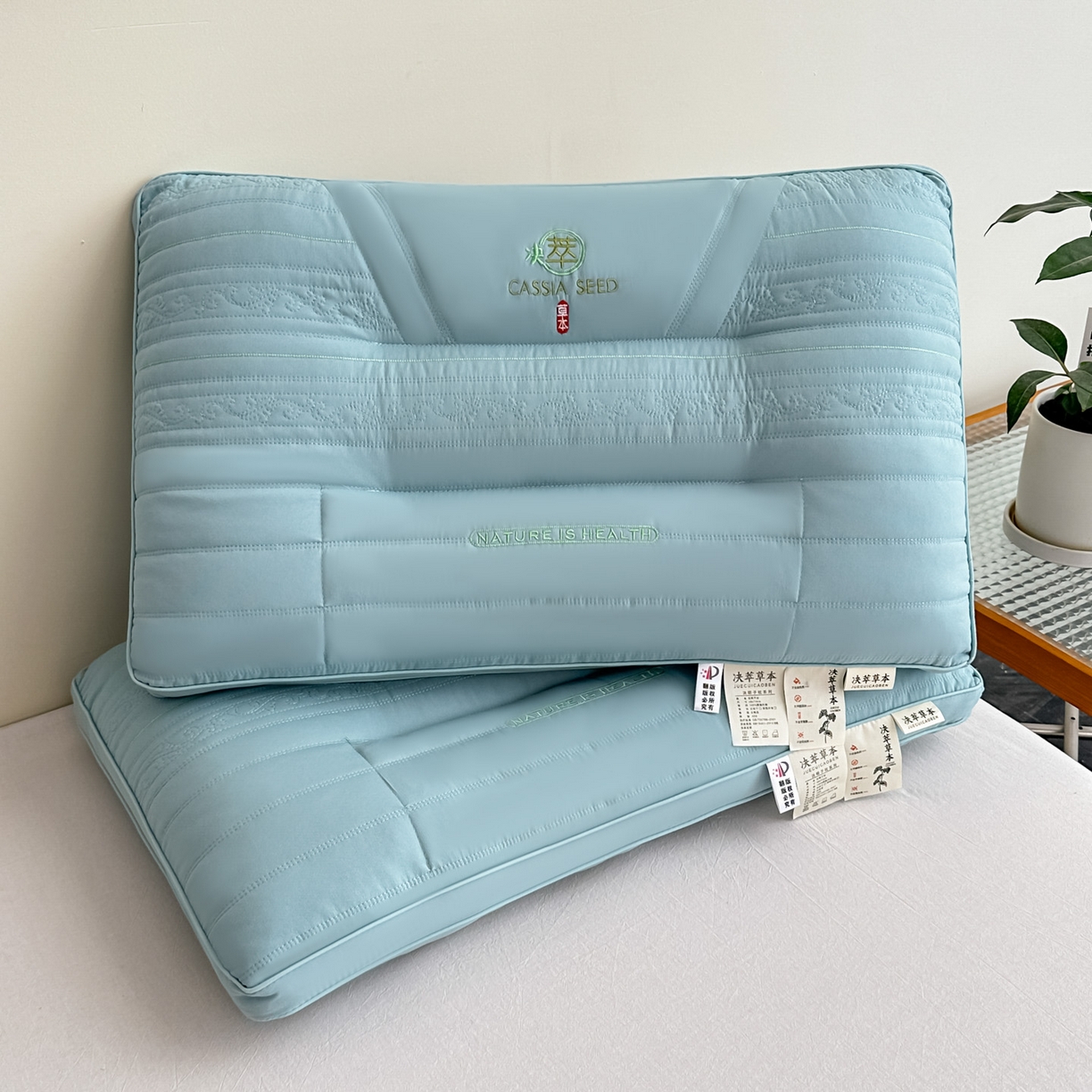 91家纺网 家纺一手货源 找家纺 浩宇家纺 2026新款枕芯枕头颈椎疼痛专用护颈椎枕头牵引拉伸不塌陷助眠家用6313 蓝色