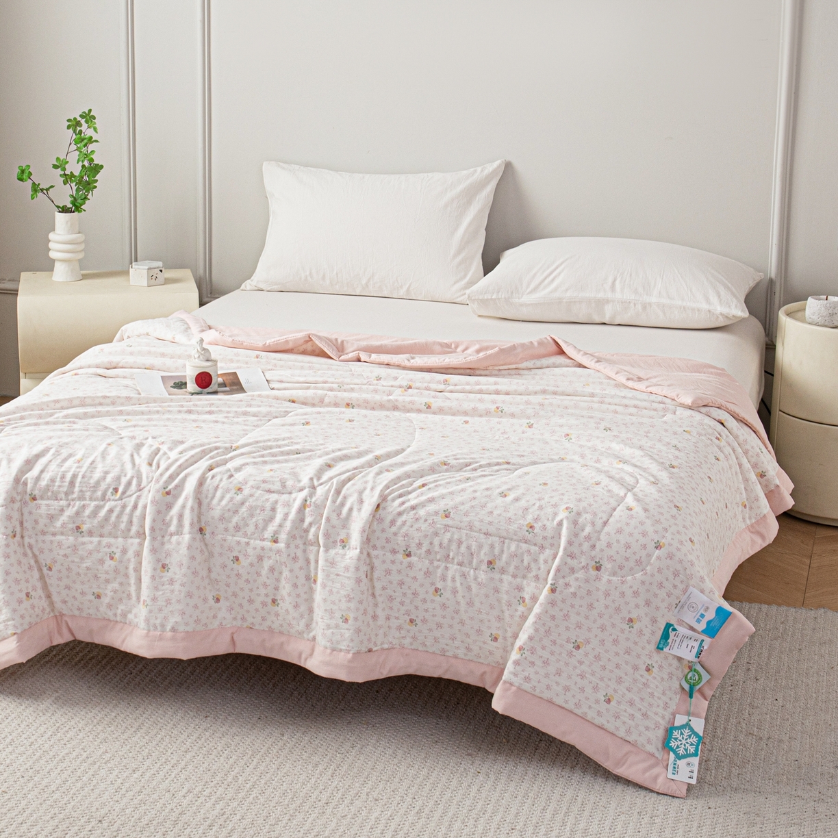 91家纺网 家纺一手货源 找家纺 亿莱鑫 2026新款时尚优棉夏被夏凉被空调被 观上月白