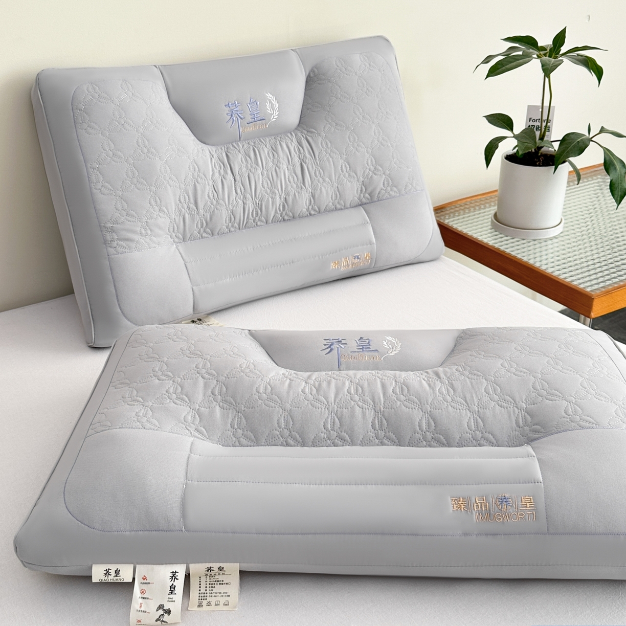 91家纺网 家纺一手货源 找家纺 浩宇家纺 2026新款亲肤荞皇枕头枕芯成人家用舒适定型护颈款6314 灰色