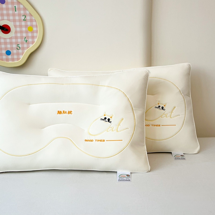 91家纺网 家纺一手货源 找家纺 浩宇家纺 2026新款猫肚枕枕头枕芯成人家用舒适定型护颈款6316 白色