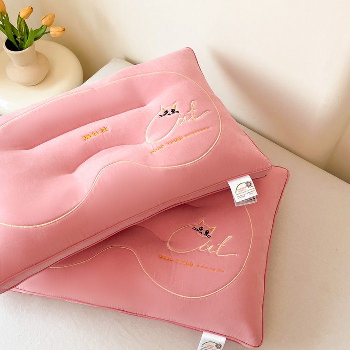 91家纺网 家纺一手货源 找家纺 浩宇家纺 2026新款猫肚枕枕头枕芯成人家用舒适定型护颈款6316 粉色