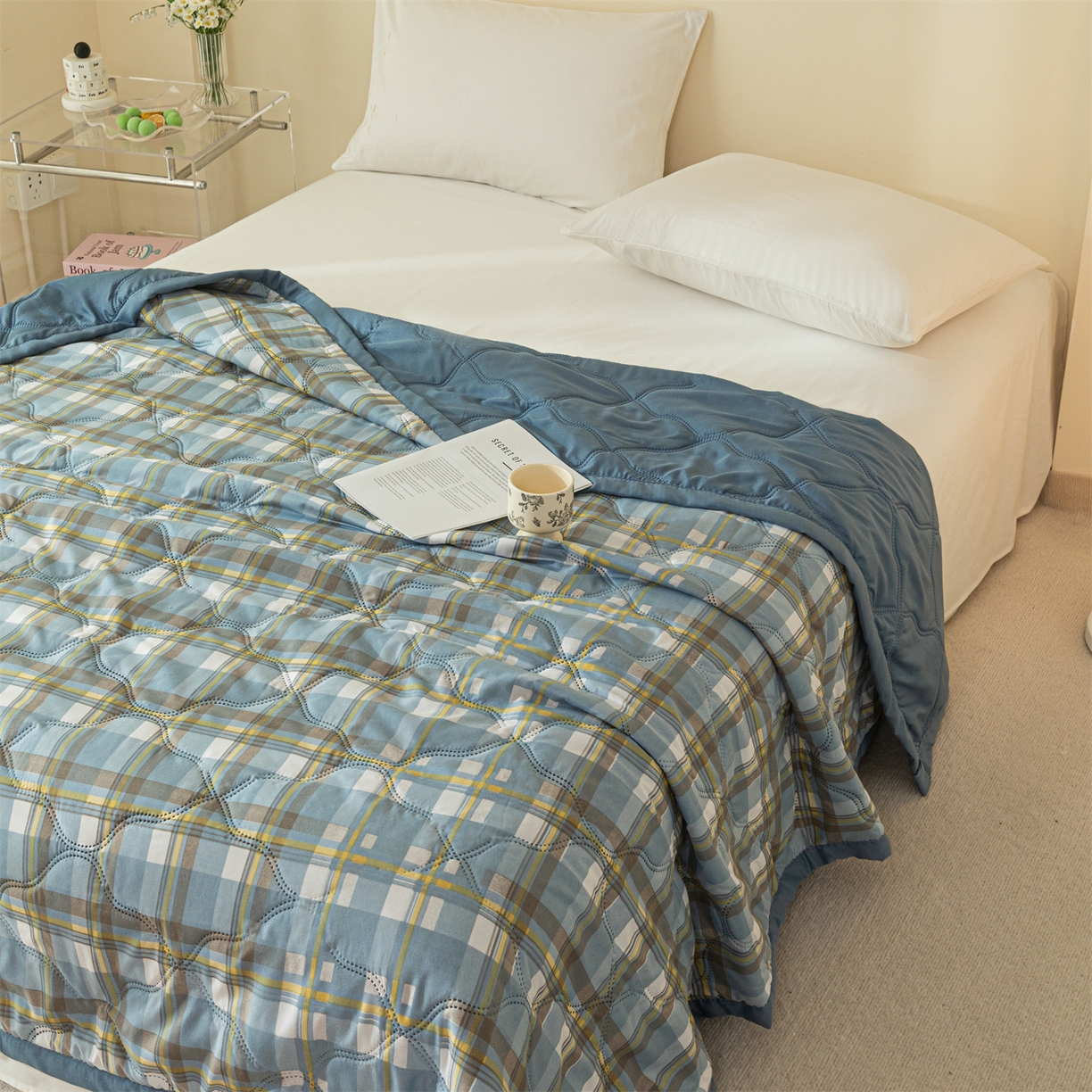 91家纺网 家纺一手货源 找家纺 梵心家纺 2026新款磨毛印花水洗棉夏被夏凉被空调被TEMU跨境爆款被子 格韵