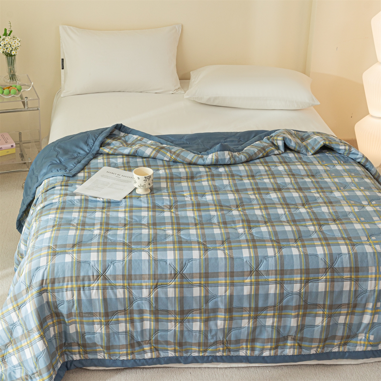 91家纺网 家纺一手货源 找家纺 梵心家纺 2026新款磨毛印花水洗棉夏被夏凉被空调被TEMU跨境爆款被子 格韵