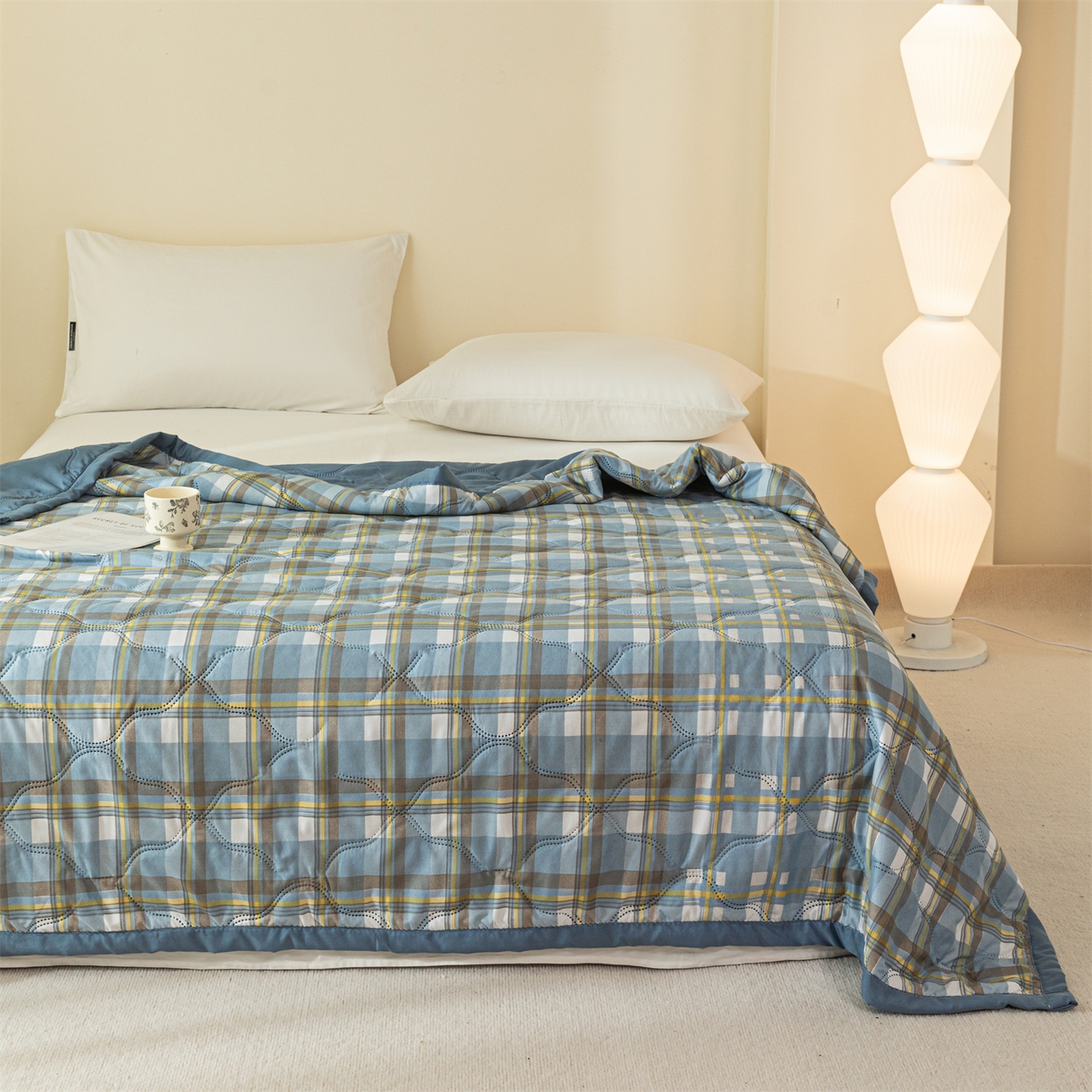 91家纺网 家纺一手货源 找家纺 梵心家纺 2026新款磨毛印花水洗棉夏被夏凉被空调被TEMU跨境爆款被子 格韵