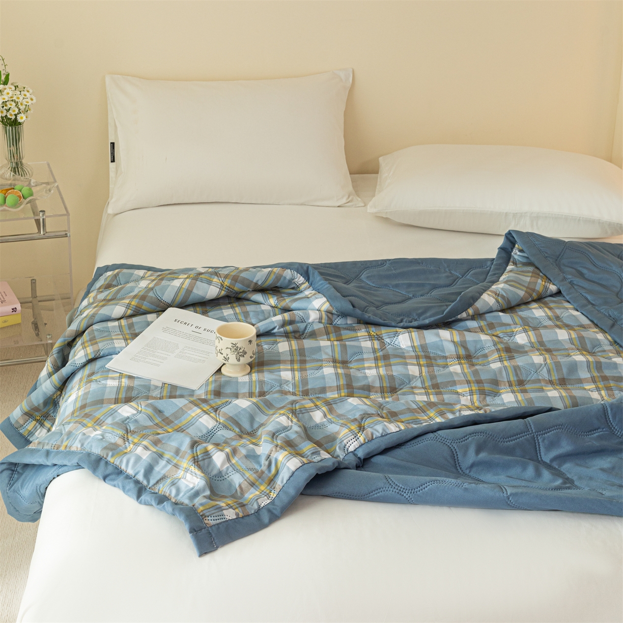 91家纺网 家纺一手货源 找家纺 梵心家纺 2026新款磨毛印花水洗棉夏被夏凉被空调被TEMU跨境爆款被子 格韵