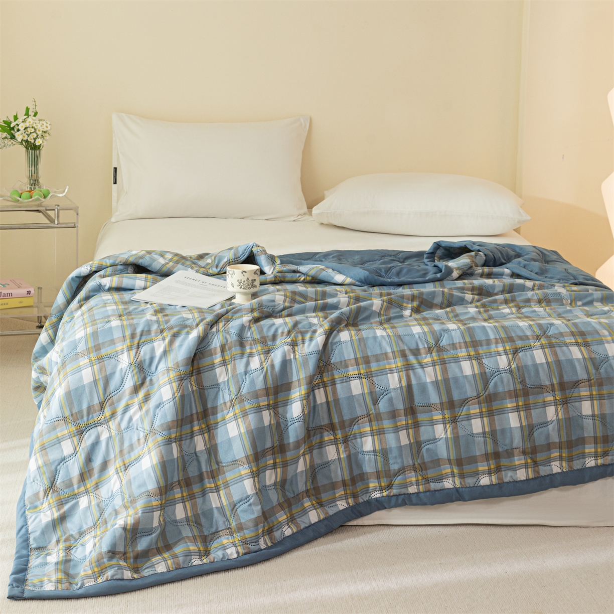 91家纺网 家纺一手货源 找家纺 梵心家纺 2026新款磨毛印花水洗棉夏被夏凉被空调被TEMU跨境爆款被子 格韵