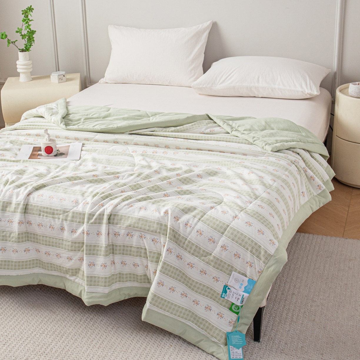 91家纺网 家纺一手货源 找家纺 亿莱鑫 2026新款时尚优棉夏被夏凉被空调被 清晨花恋