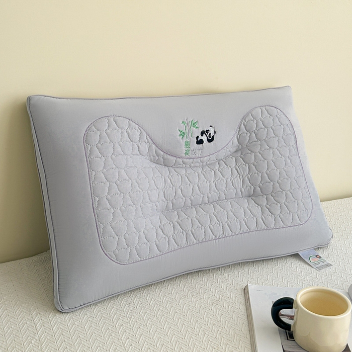91家纺网 家纺一手货源 找家纺 浩宇家纺 2026新款熊猫熊有成竹枕头枕芯成人家用舒适定型护颈款6317 灰色