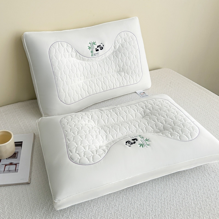 91家纺网 家纺一手货源 找家纺 浩宇家纺 2026新款熊猫熊有成竹枕头枕芯成人家用舒适定型护颈款6317 白色