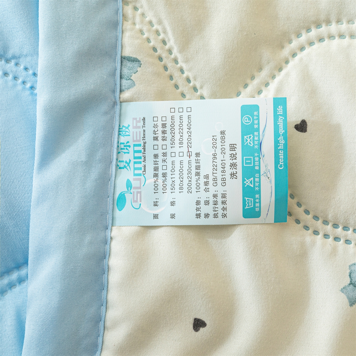 91家纺网 家纺一手货源 找家纺 梵心家纺 2026新款磨毛印花水洗棉夏被夏凉被空调被TEMU跨境爆款被子 蝴蝶结-蓝