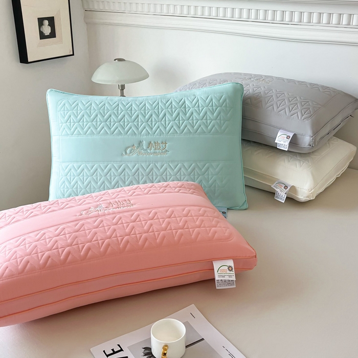 91家纺网 家纺一手货源 找家纺 （总）浩宇家纺 2026新款小热艾枕头热熔枕枕芯单枕芯整张棉高弹不变形可水洗款6318