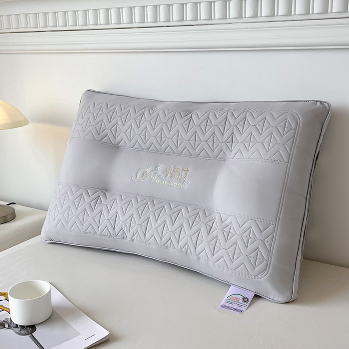 91家纺网 家纺一手货源 找家纺 浩宇家纺 2026新款小热艾枕头热熔枕枕芯单枕芯整张棉高弹不变形可水洗款6318 灰色