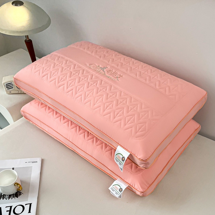 浩宇家纺 2026新款小热艾枕头热熔枕枕芯单枕芯整张棉高弹不变形可水洗款6318 粉色