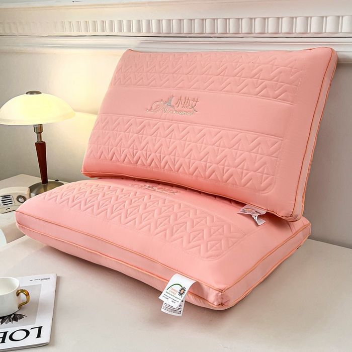 91家纺网 家纺一手货源 找家纺 浩宇家纺 2026新款小热艾枕头热熔枕枕芯单枕芯整张棉高弹不变形可水洗款6318 粉色