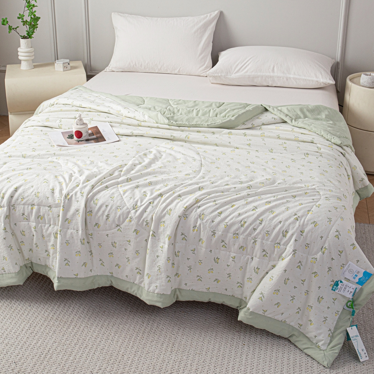 91家纺网 家纺一手货源 找家纺 亿莱鑫 2026新款时尚优棉夏被夏凉被空调被 小青柠