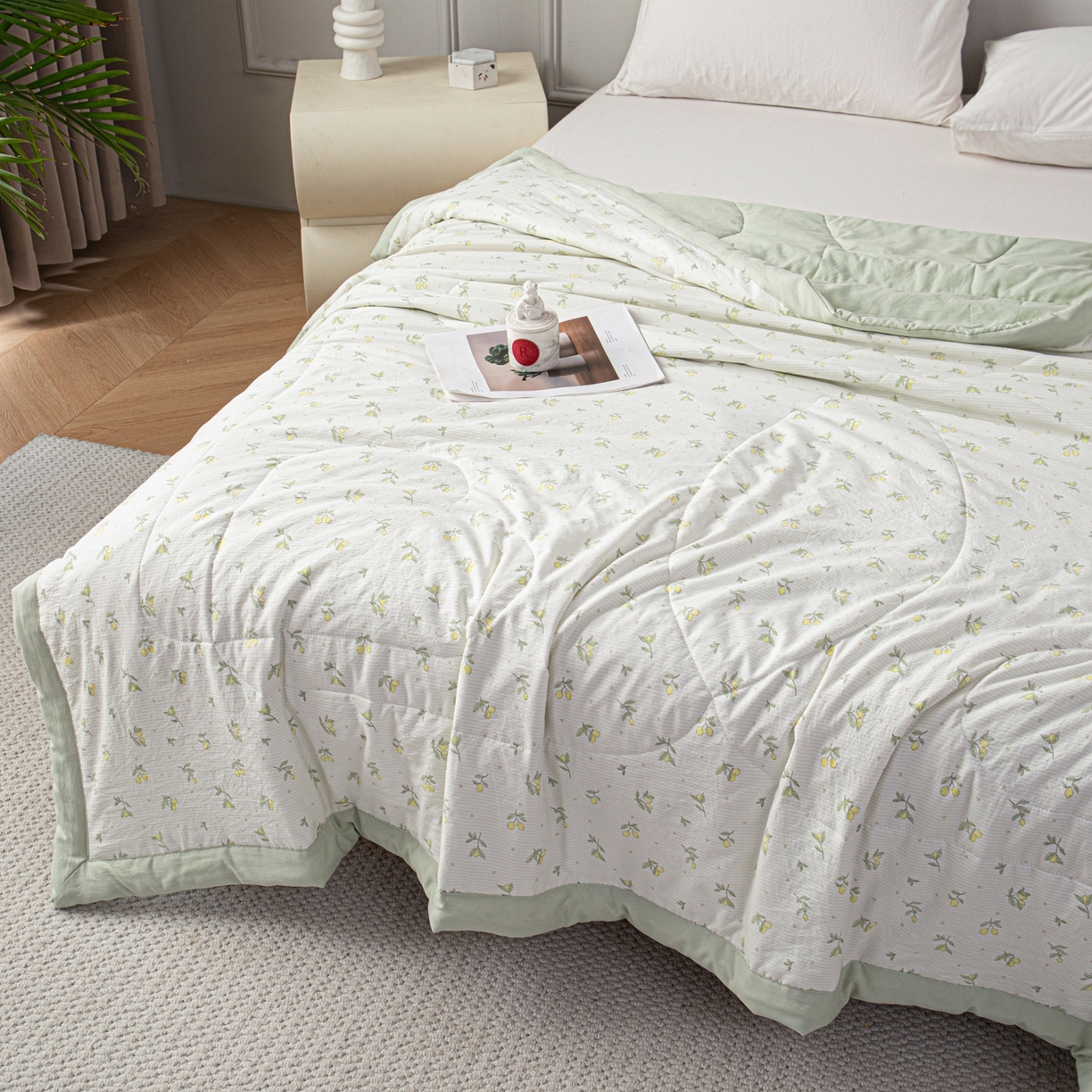 91家纺网 家纺一手货源 找家纺 亿莱鑫 2026新款时尚优棉夏被夏凉被空调被 小青柠